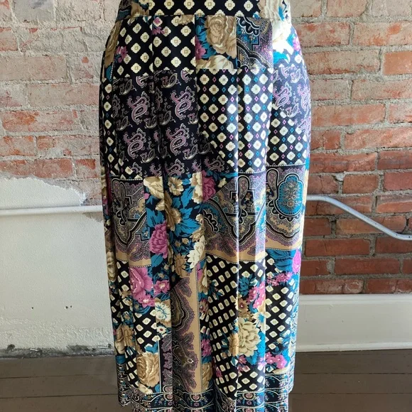 Koret Black Floral Vintage Skirt SIZE 14 - Picture 7 of 8